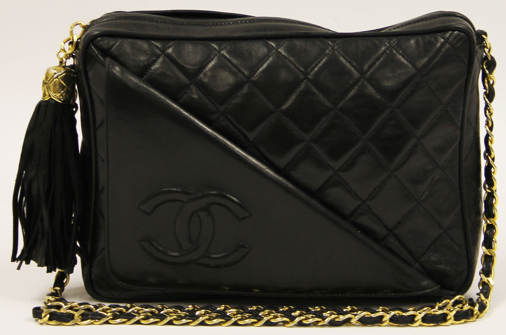 Chanel  Vintage Black Quilted Tassel Bag