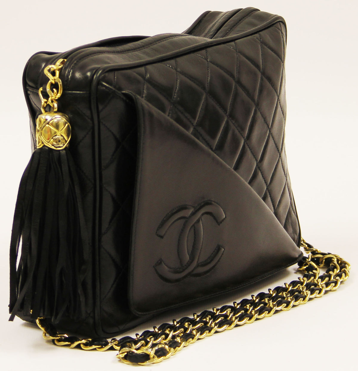 Chanel  Vintage Black Quilted Tassel Bag