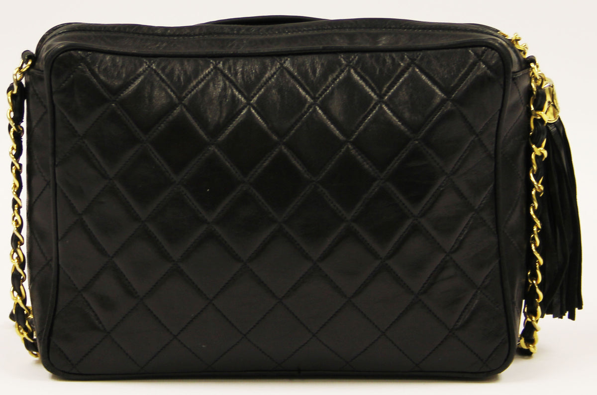 Chanel  Vintage Black Quilted Tassel Bag