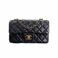 Chanel Black Lambskin Quilted Mini Rectangular Flap LGHW