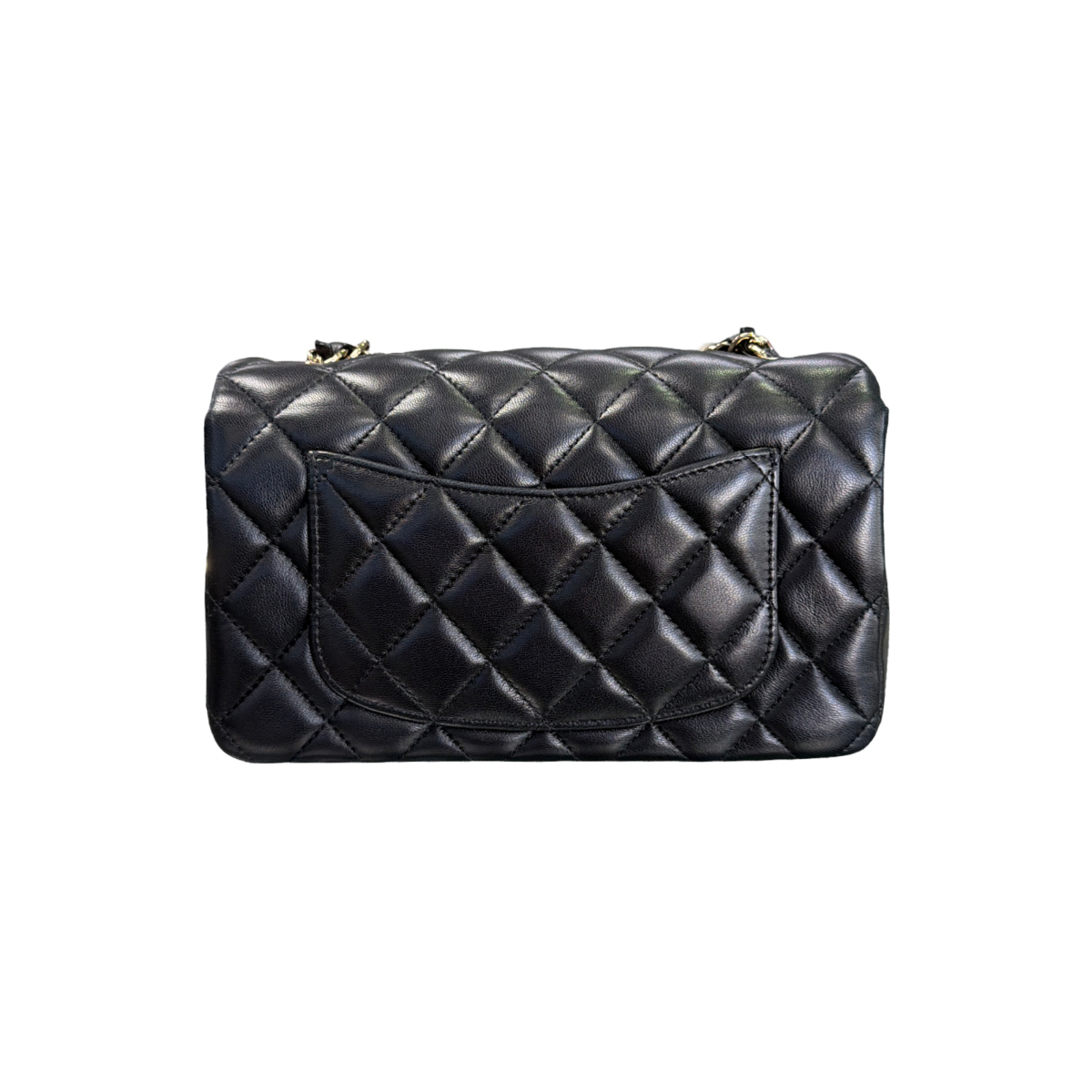 Chanel Black Lambskin Quilted Mini Rectangular Flap LGHW