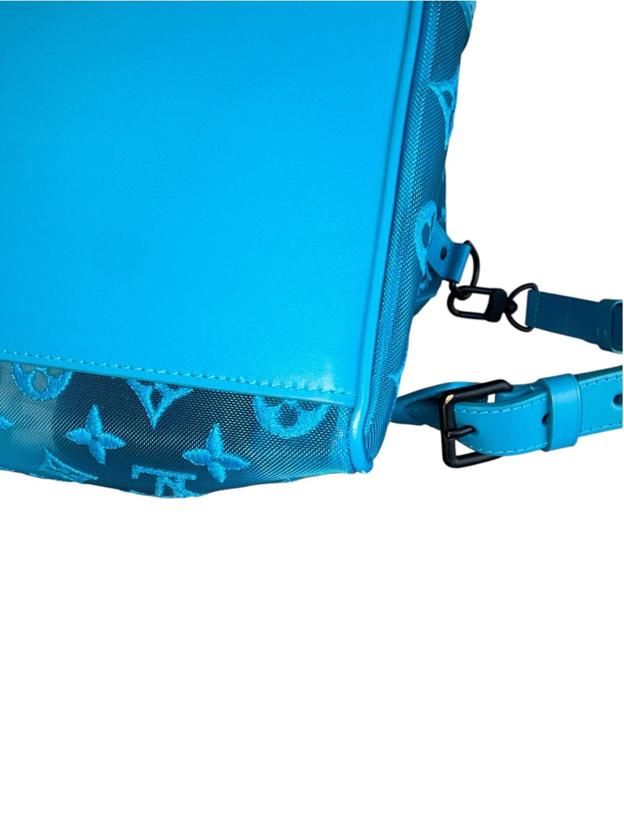 Louis Vuitton 2020 Monogram Blue Mesh Keepall Triangle Bandouliere 50