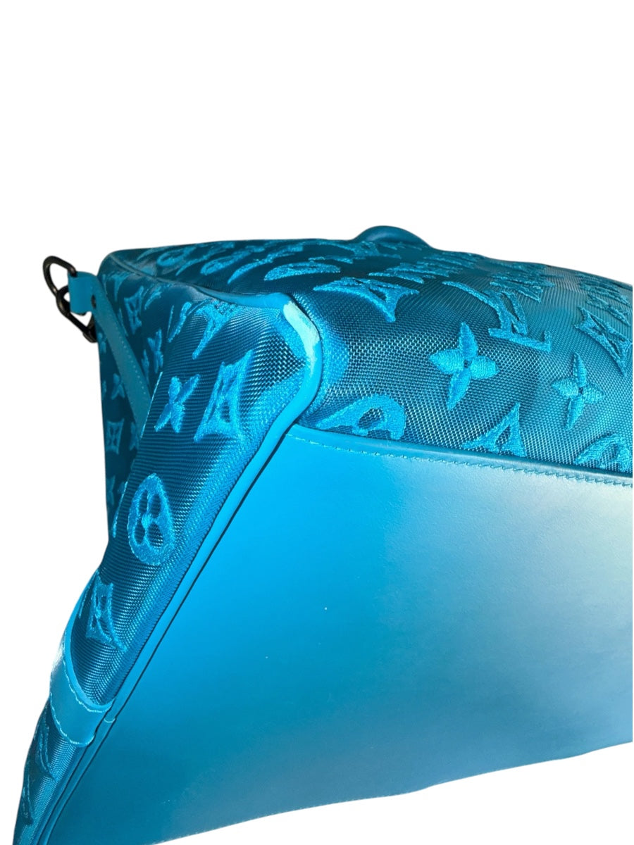 Louis Vuitton 2020 Monogram Blue Mesh Keepall Triangle Bandouliere 50