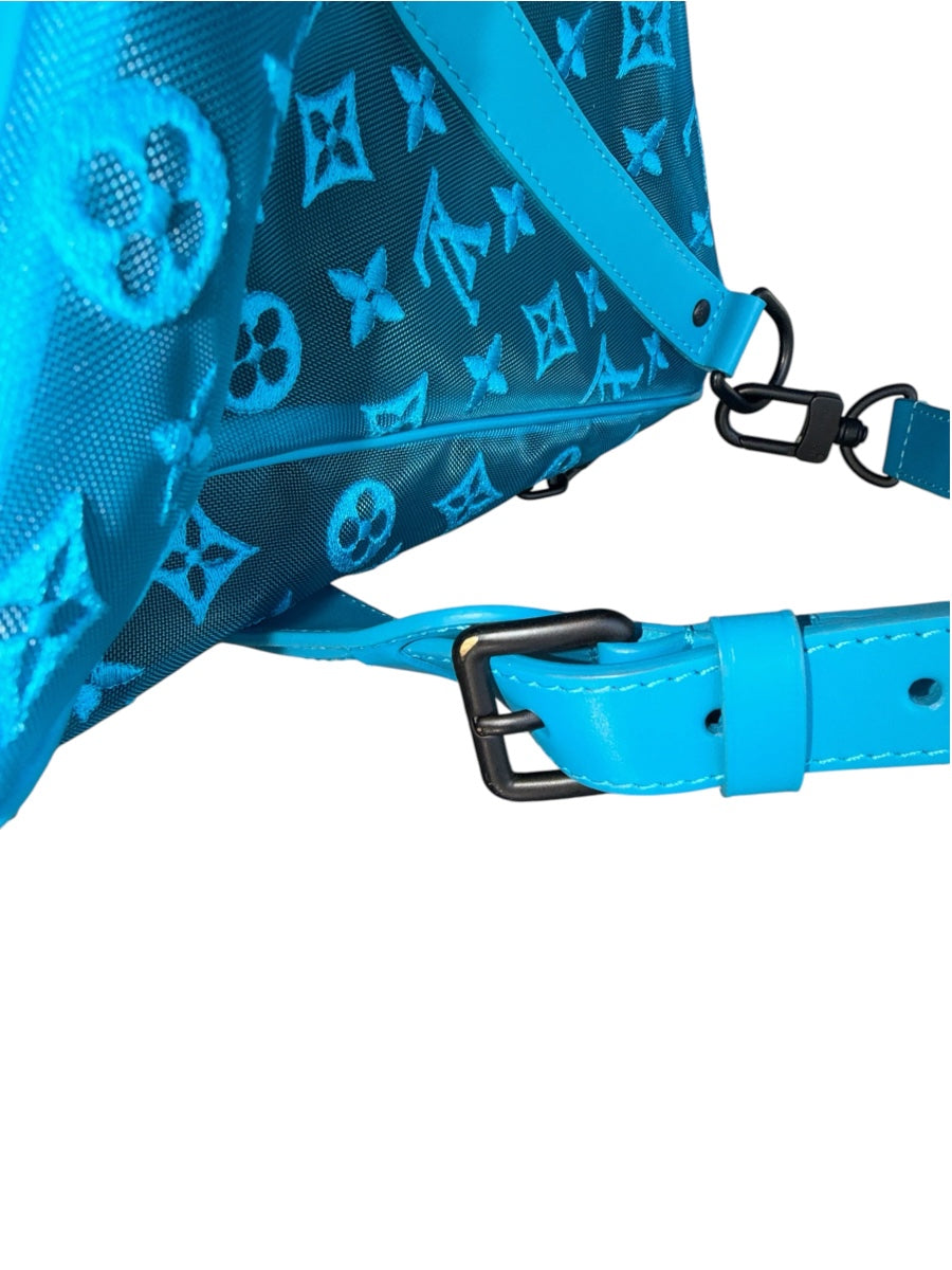 Louis Vuitton 2020 Monogram Blue Mesh Keepall Triangle Bandouliere 50