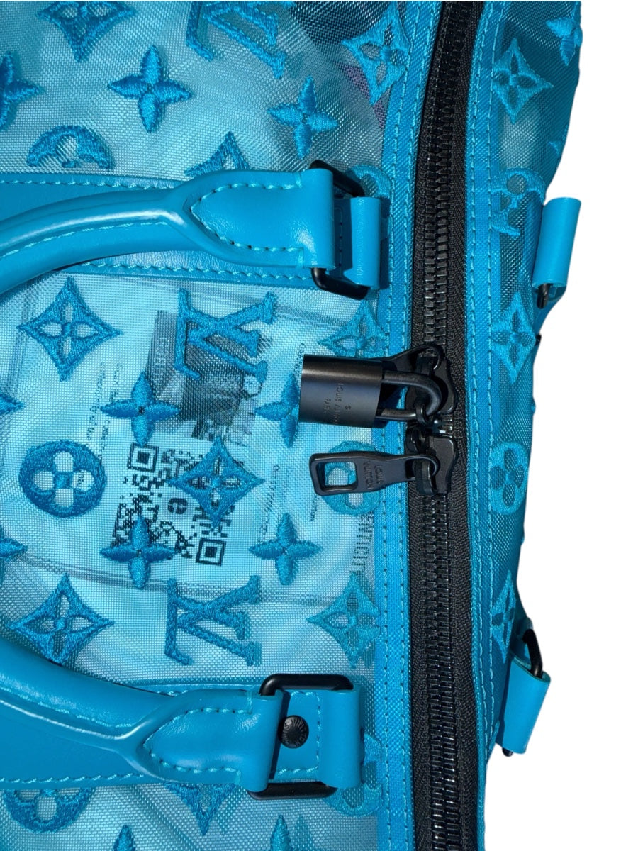 Louis Vuitton 2020 Monogram Blue Mesh Keepall Triangle Bandouliere 50