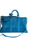 Louis Vuitton 2020 Monogram Blue Mesh Keepall Triangle Bandouliere 50