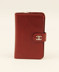 Chanel Red Caviar BI Fold Wallet with  "CC" silver logo