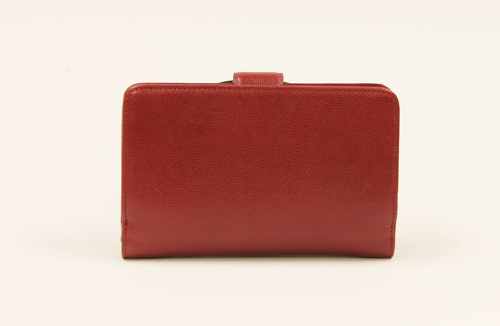 Chanel Red Caviar BI Fold Wallet with  "CC" silver logo