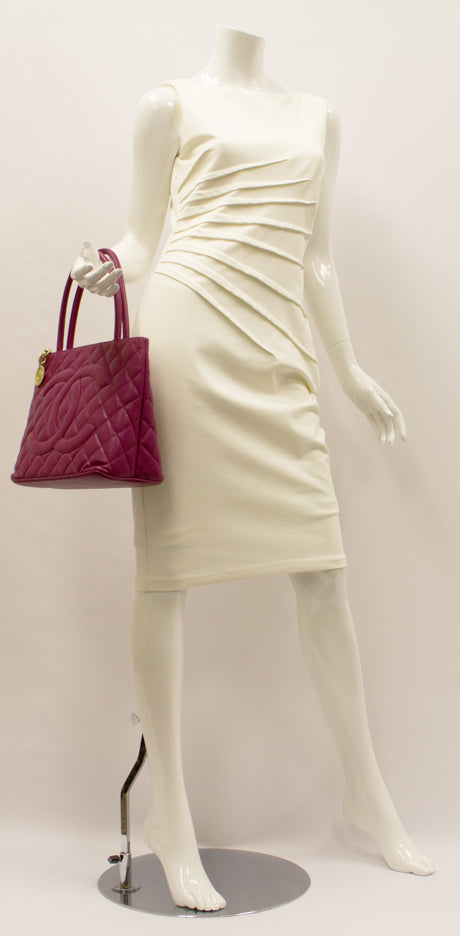 Chanel Schiaparelli  Raspberry Caviar Leather Bag