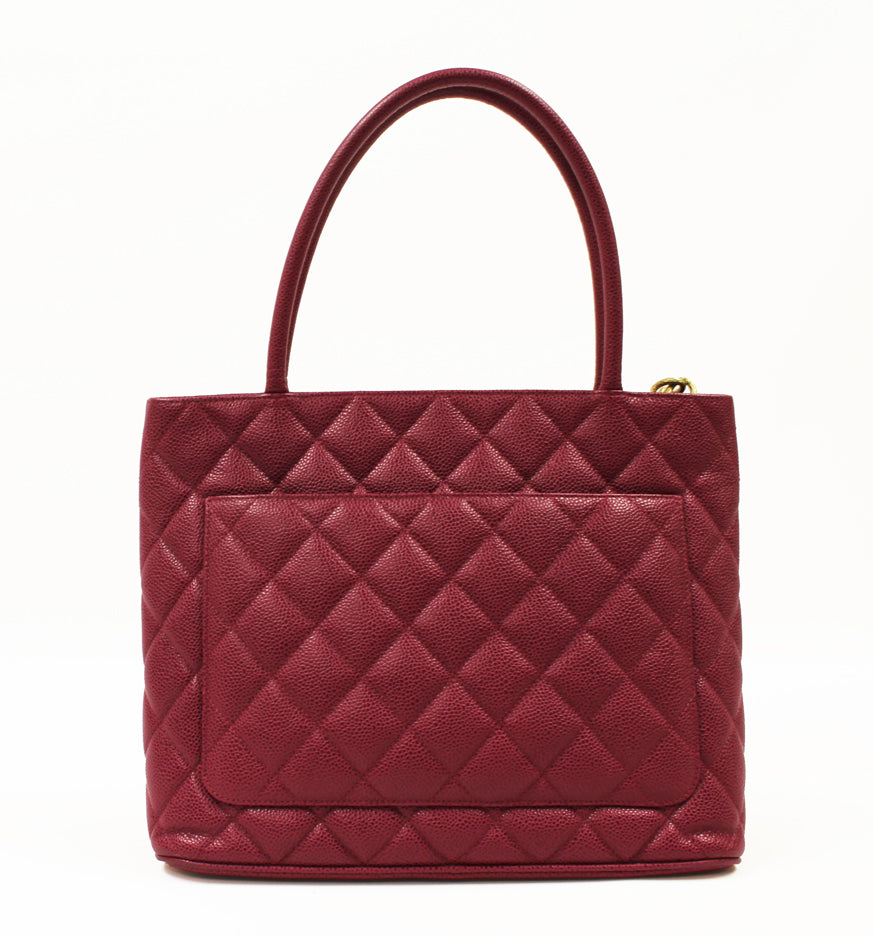 Chanel Schiaparelli  Raspberry Caviar Leather Bag