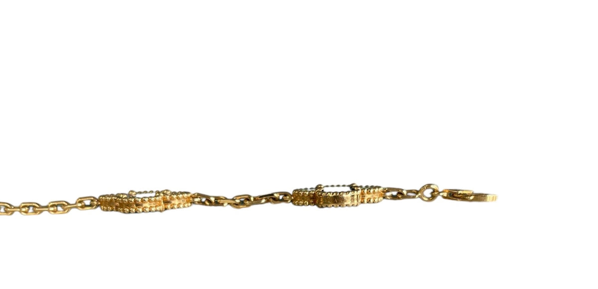 Van Cleef & Arpels 18K Yellow Gold Agate 5 Motif Bracelet