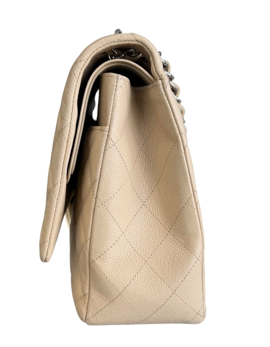 Chanel Classic Caviar Beige Maxi Double Flap Bag