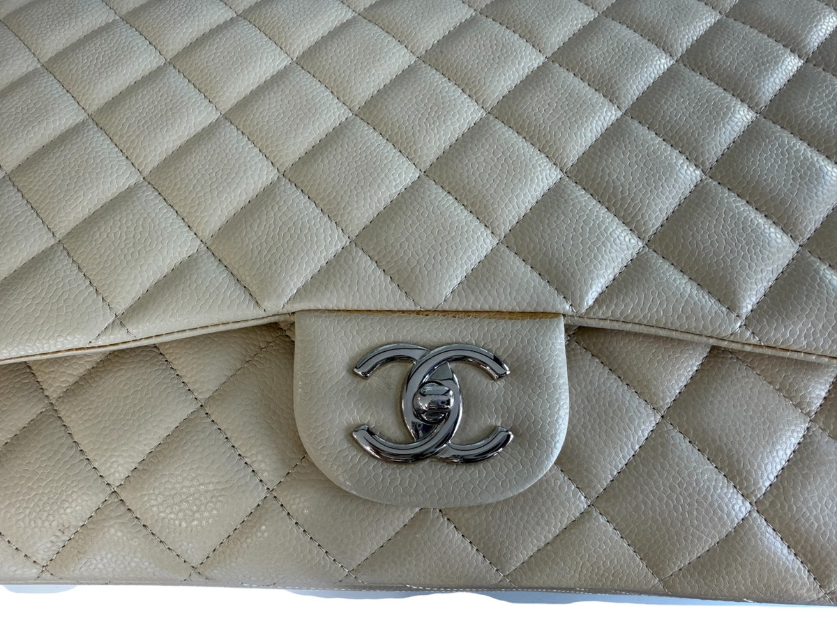 Chanel Classic Caviar Beige Maxi Double Flap Bag