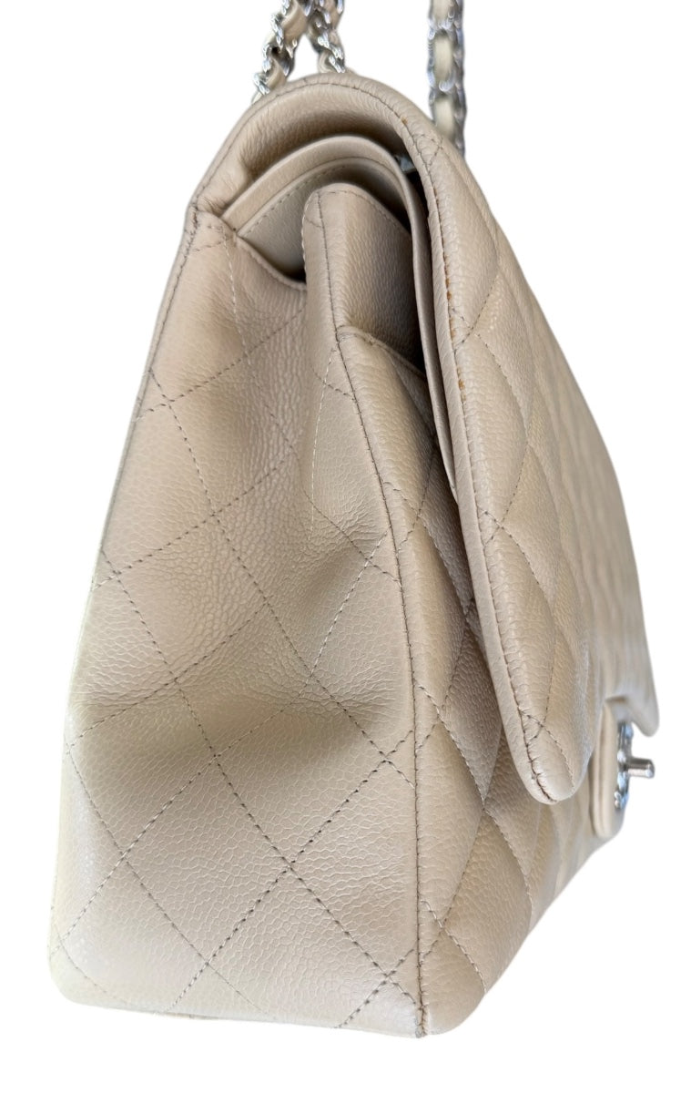 Chanel Classic Caviar Beige Maxi Double Flap Bag