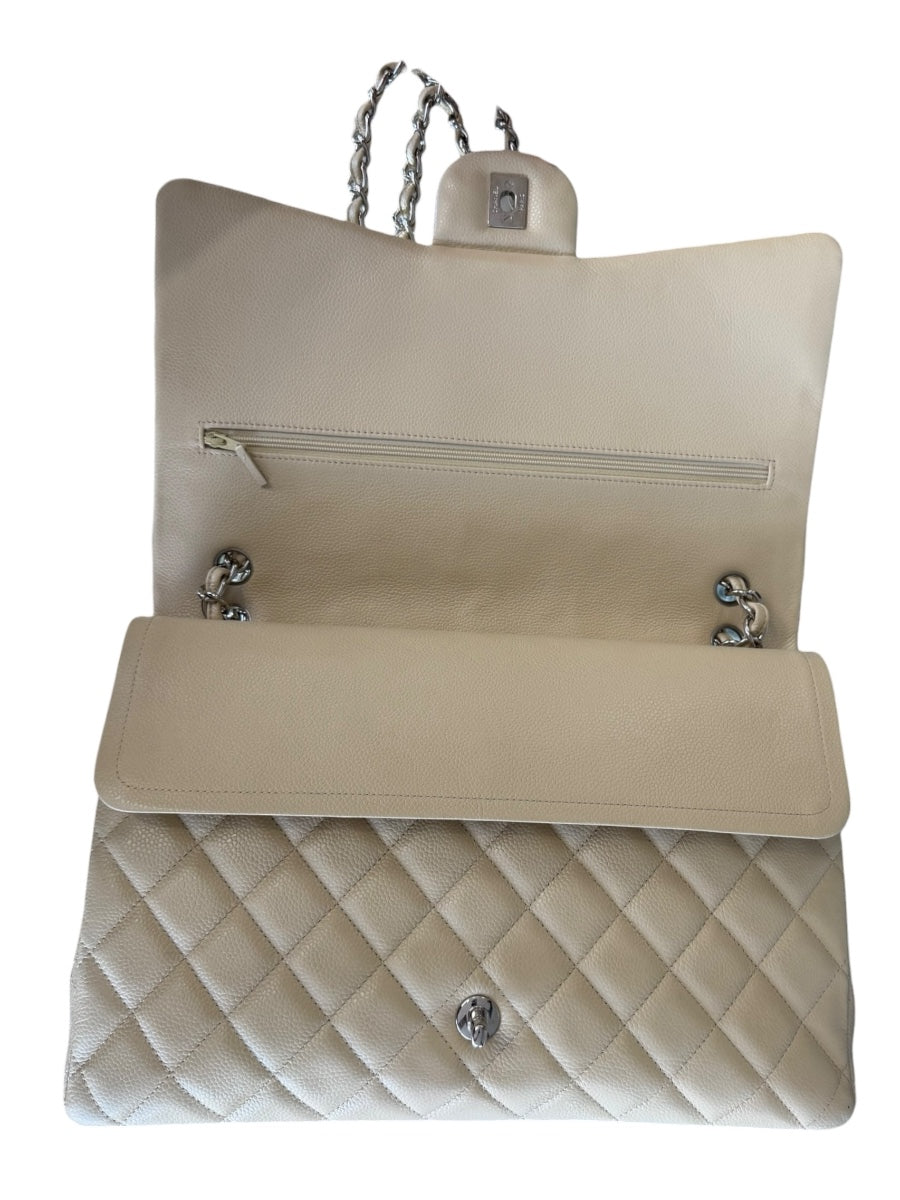 Chanel Classic Caviar Beige Maxi Double Flap Bag