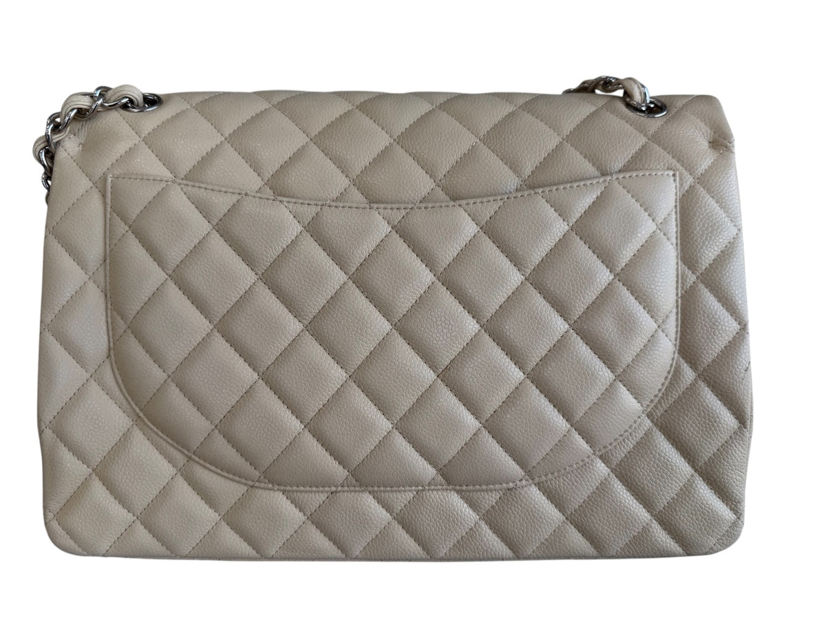Chanel Classic Caviar Beige Maxi Double Flap Bag