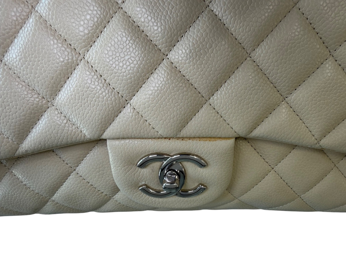 Chanel Classic Caviar Beige Maxi Double Flap Bag