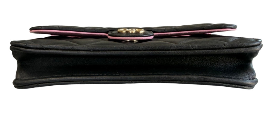 Chanel Black/Pink Top Handle Wallet on Chain