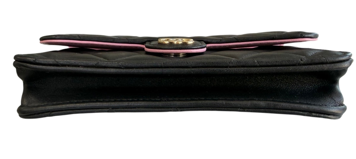 Chanel Black/Pink Top Handle Wallet on Chain