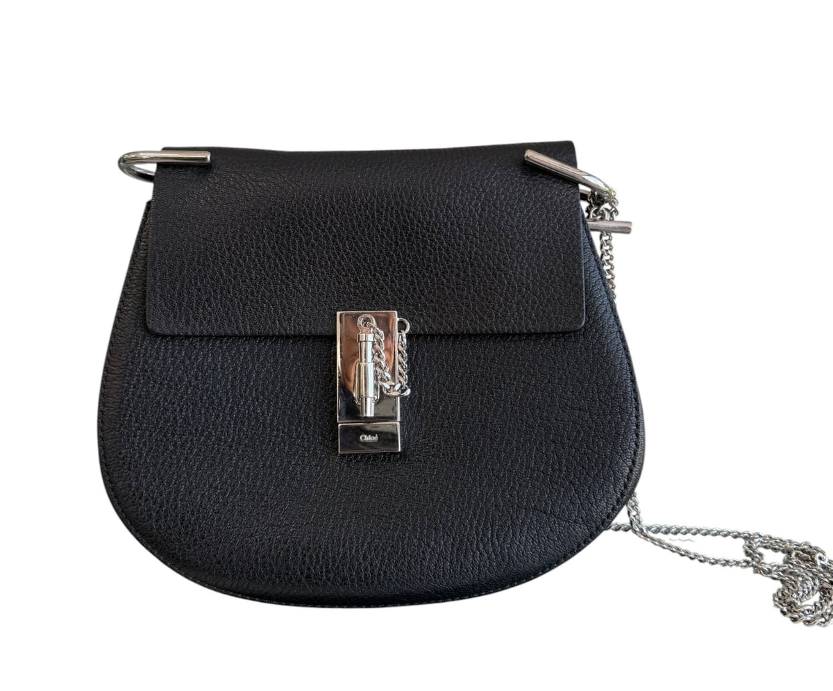 Chloe Black Leather Drew Crossbody Bag
