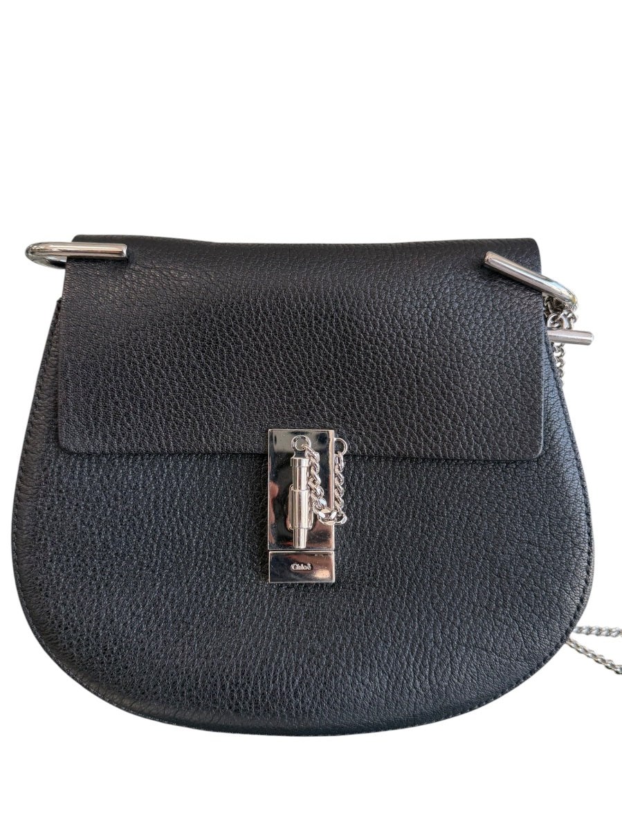 Chloe Black Leather Drew Crossbody Bag