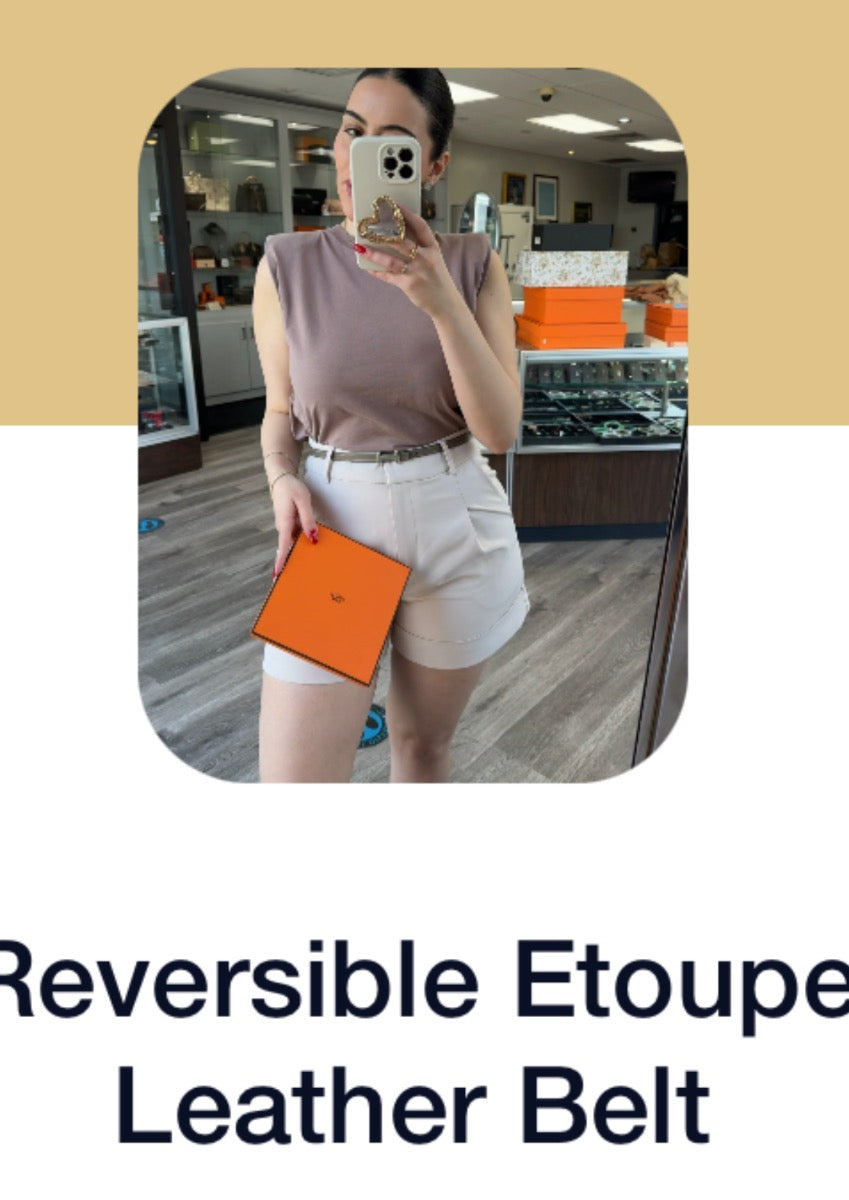 Hermes Reversible Etoupe Leather Belt