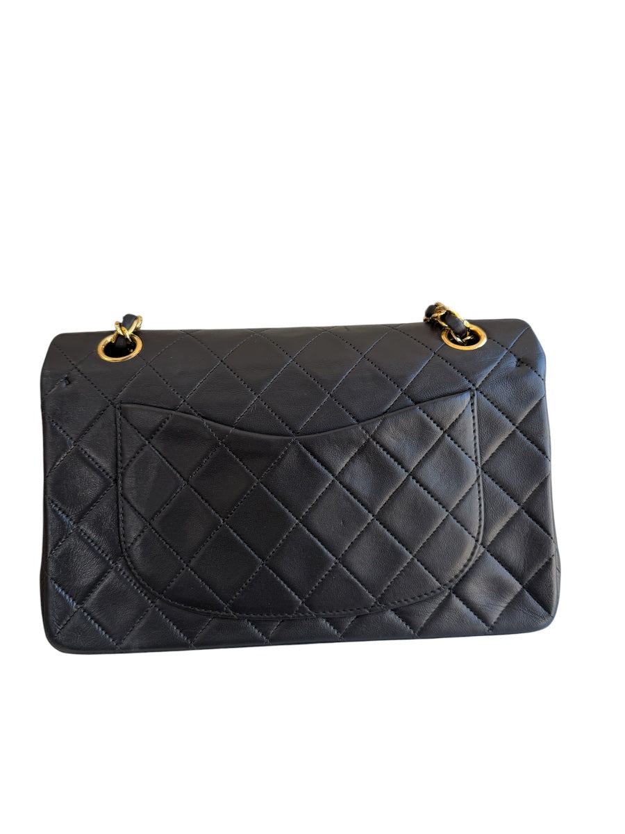 Chanel Black Lamb Classic Double Flat Medium GHW