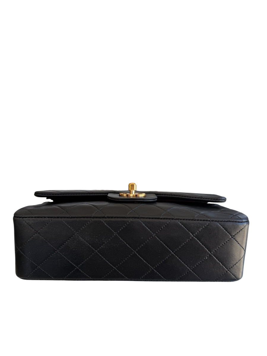 Chanel Black Lamb Classic Double Flat Medium GHW