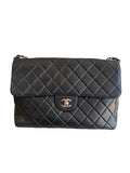 Chanel Black Lamb Classic Single Flap SHW Bag