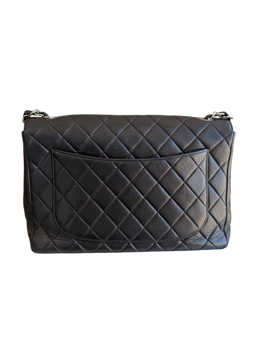 Chanel Black Lamb Classic Single Flap SHW Bag