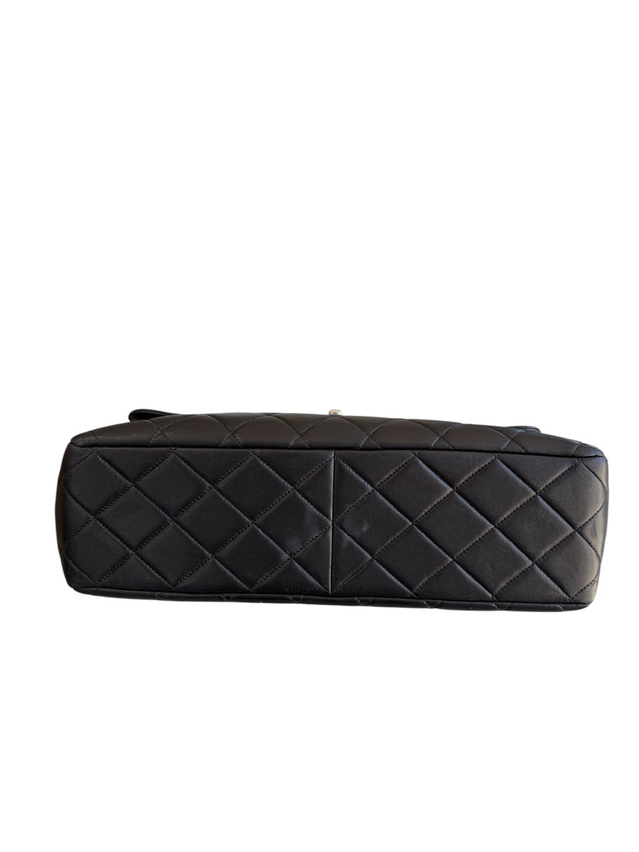 Chanel Black Lamb Classic Single Flap SHW Bag