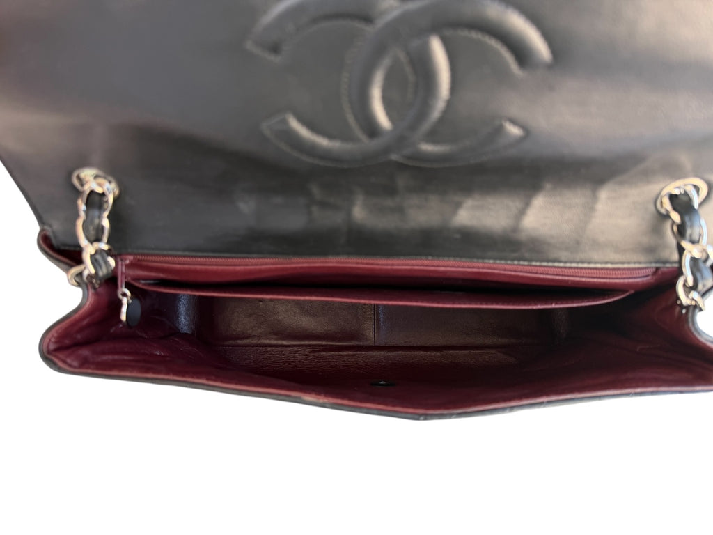 Chanel Black Lamb Classic Single Flap SHW Bag