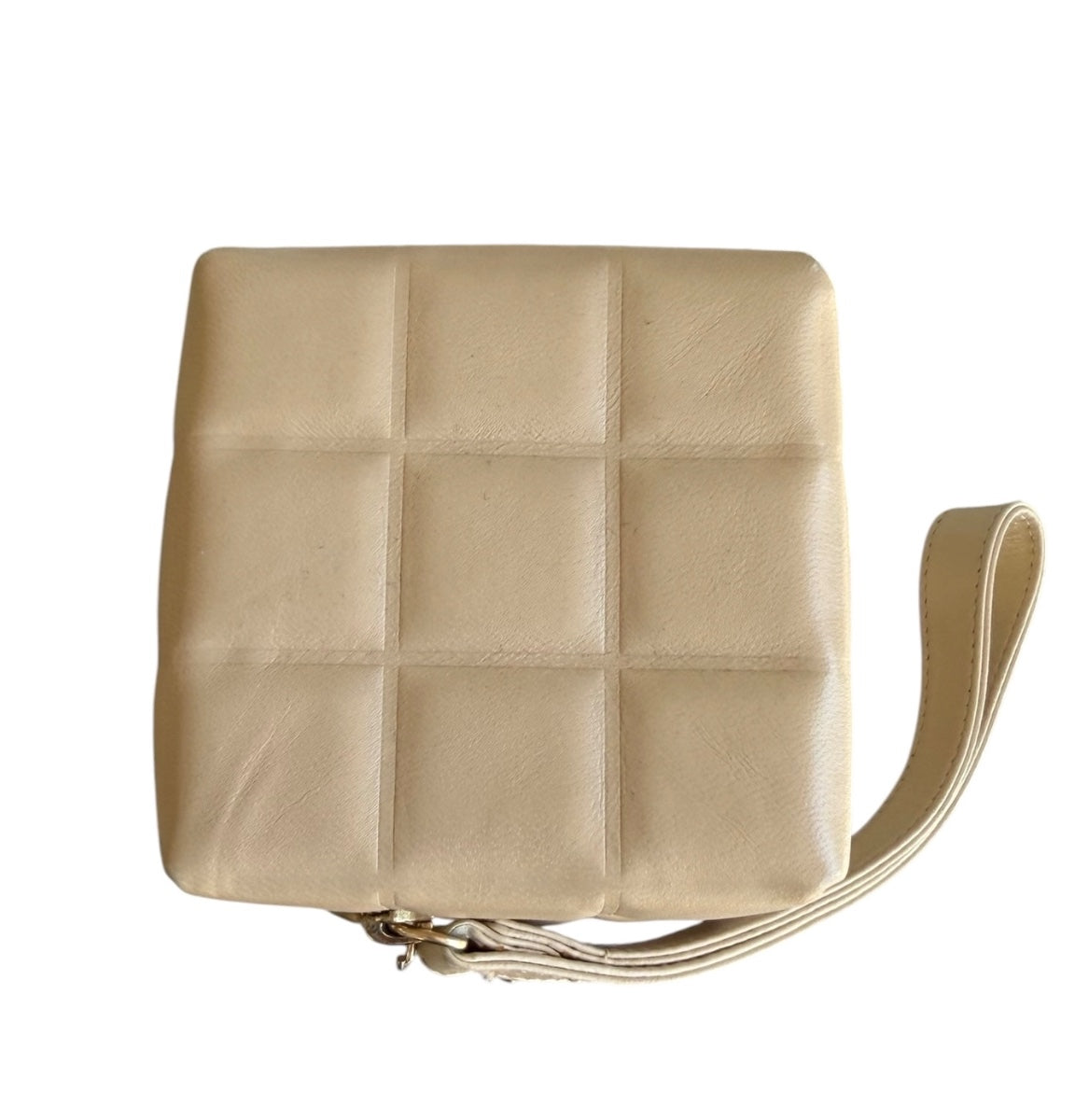 Chanel Beige Lambskin Cube Pouch