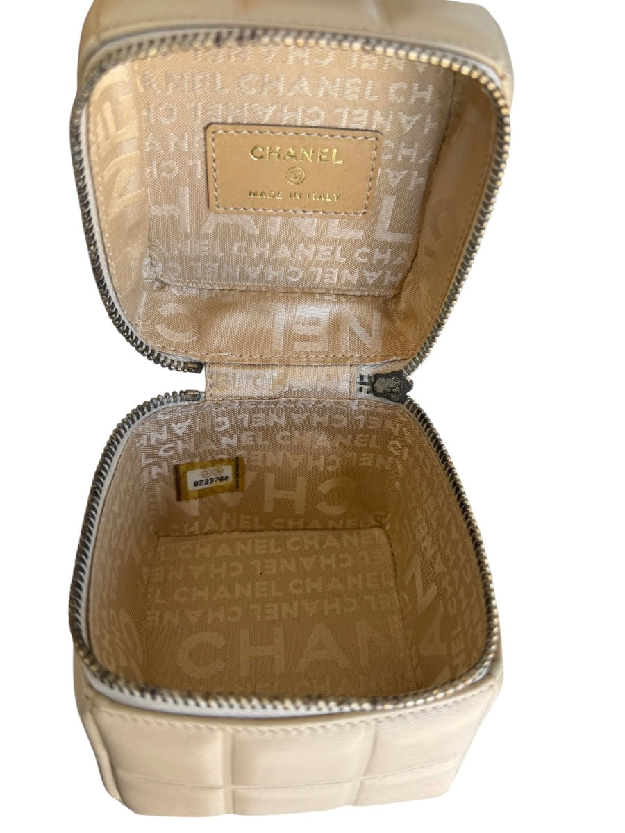 Chanel Beige Lambskin Cube Pouch