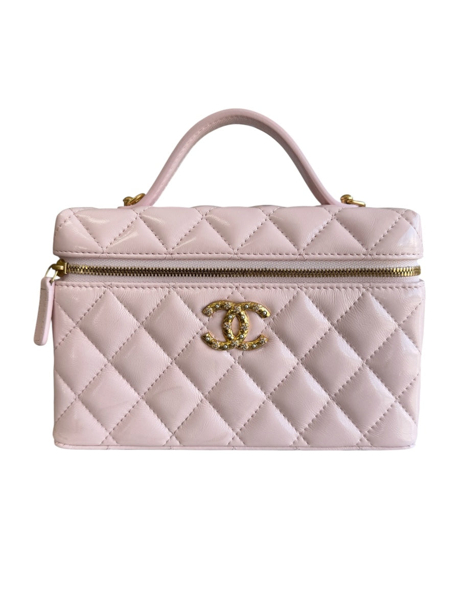 Chanel Pink Slim Vanity Quilted Top Handle