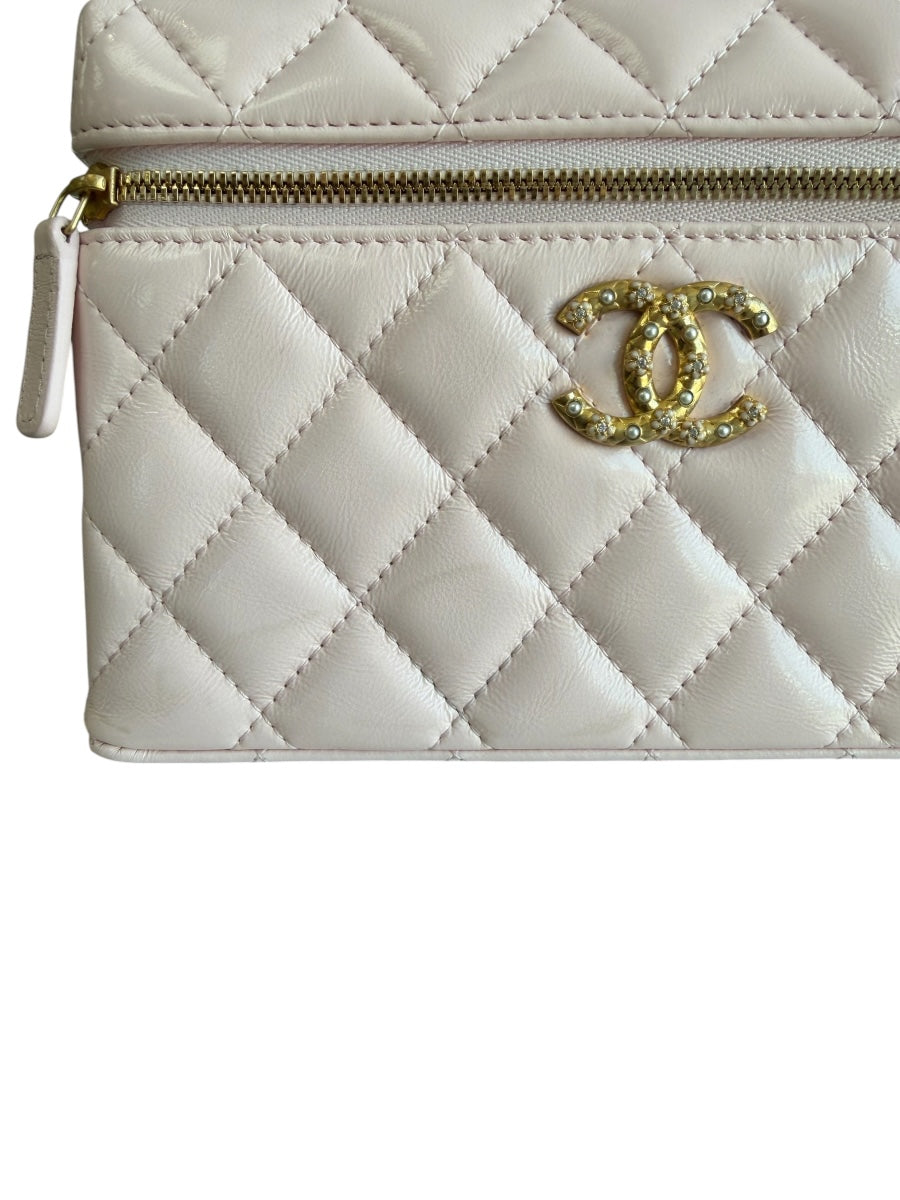 Chanel Pink Slim Vanity Quilted Top Handle
