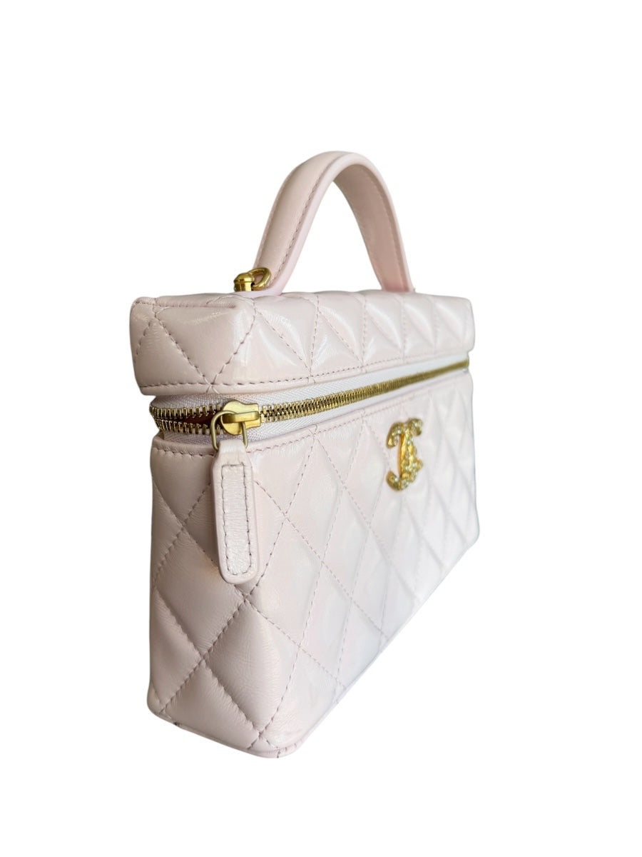 Chanel Pink Slim Vanity Quilted Top Handle