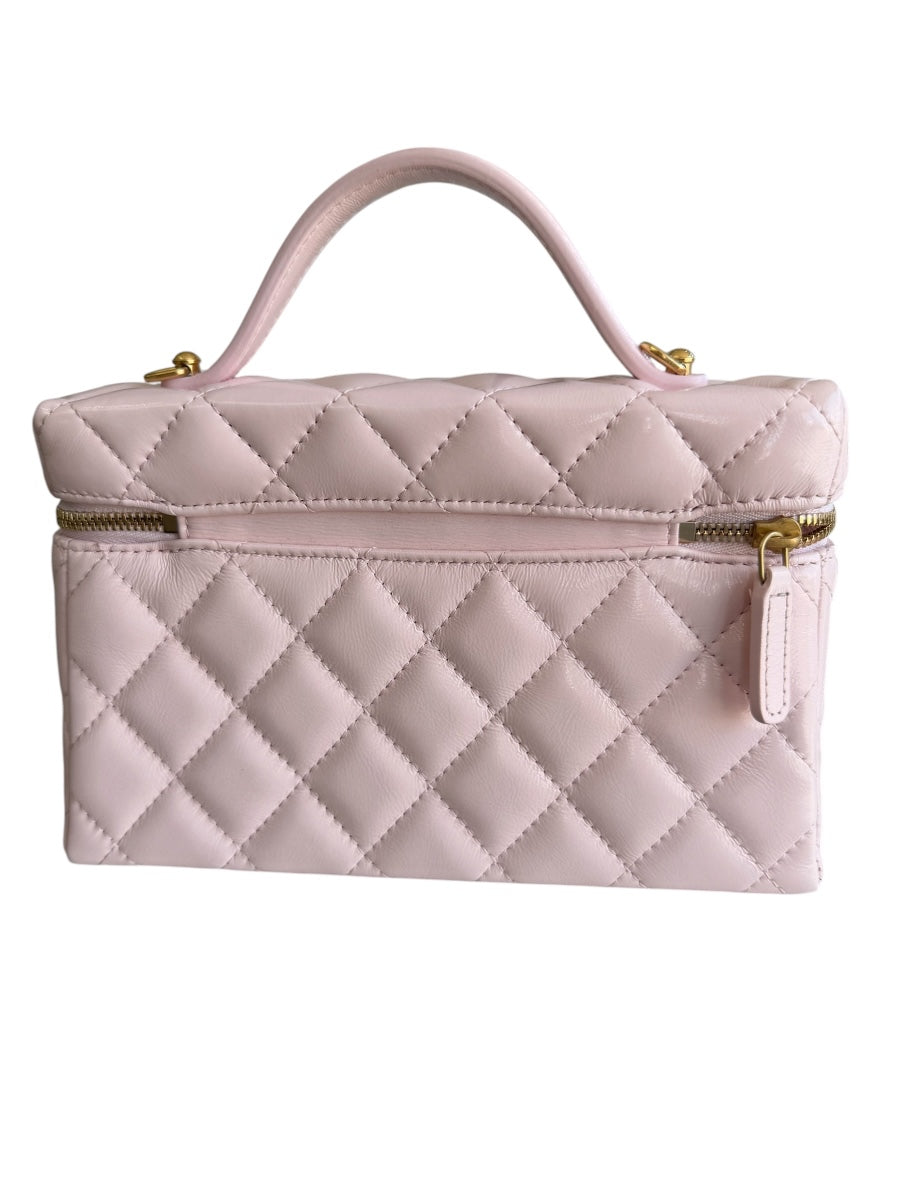 Chanel Pink Slim Vanity Quilted Top Handle