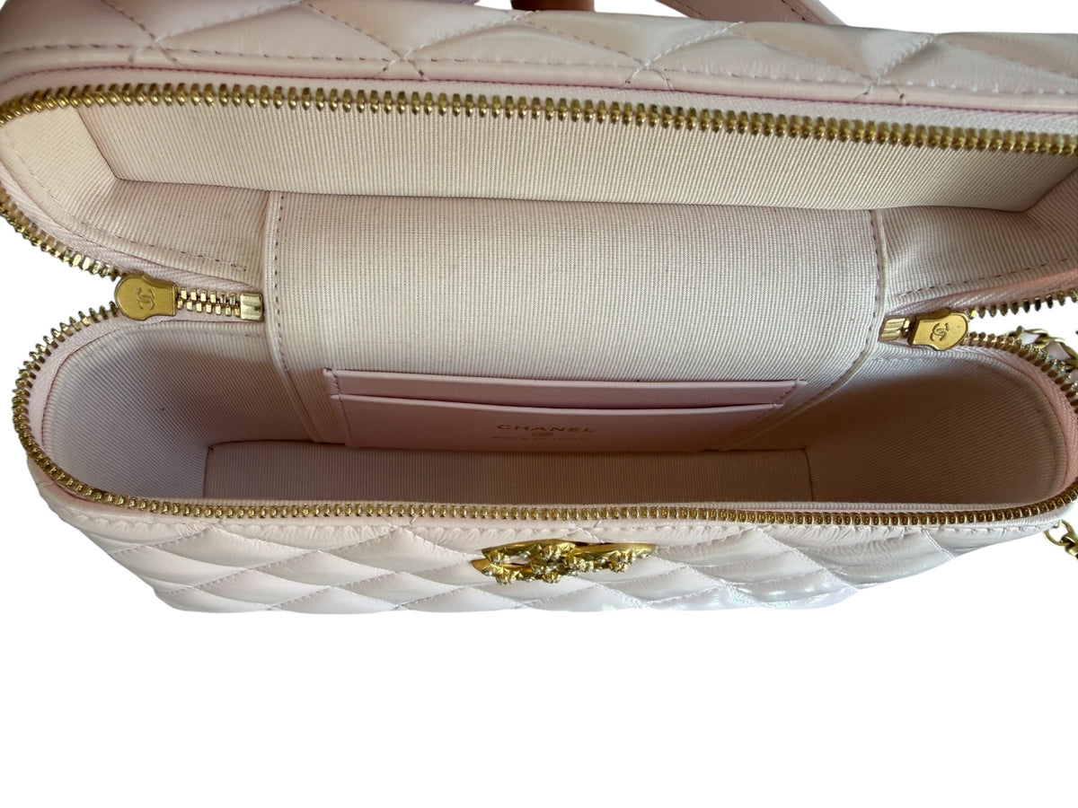 Chanel Pink Slim Vanity Quilted Top Handle
