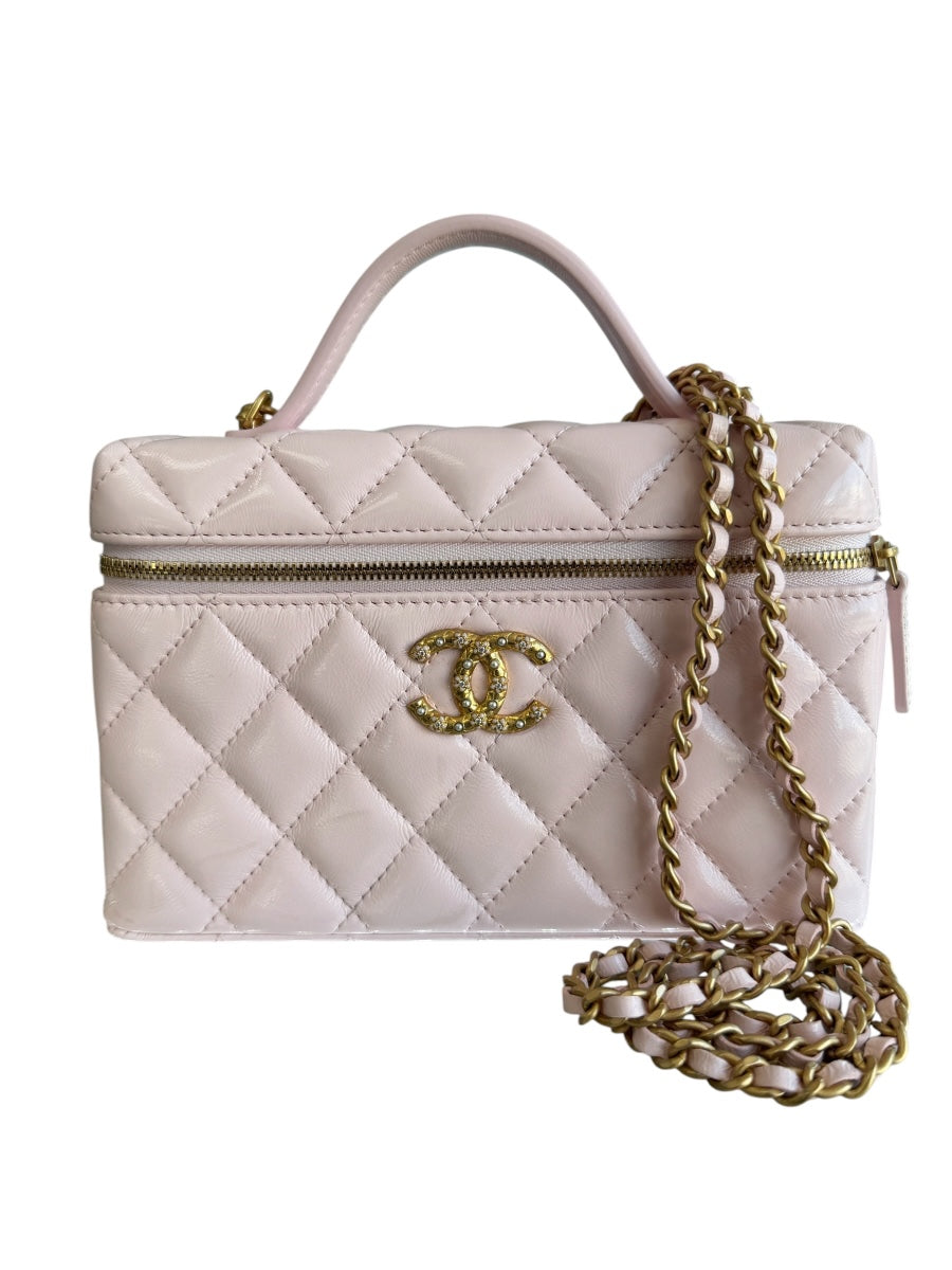 Chanel Pink Slim Vanity Quilted Top Handle