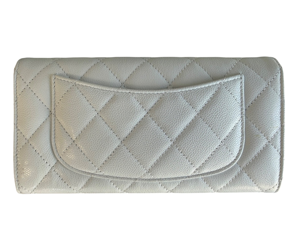 Chanel Large Caviar Quilted Flap Wallet Light Blue