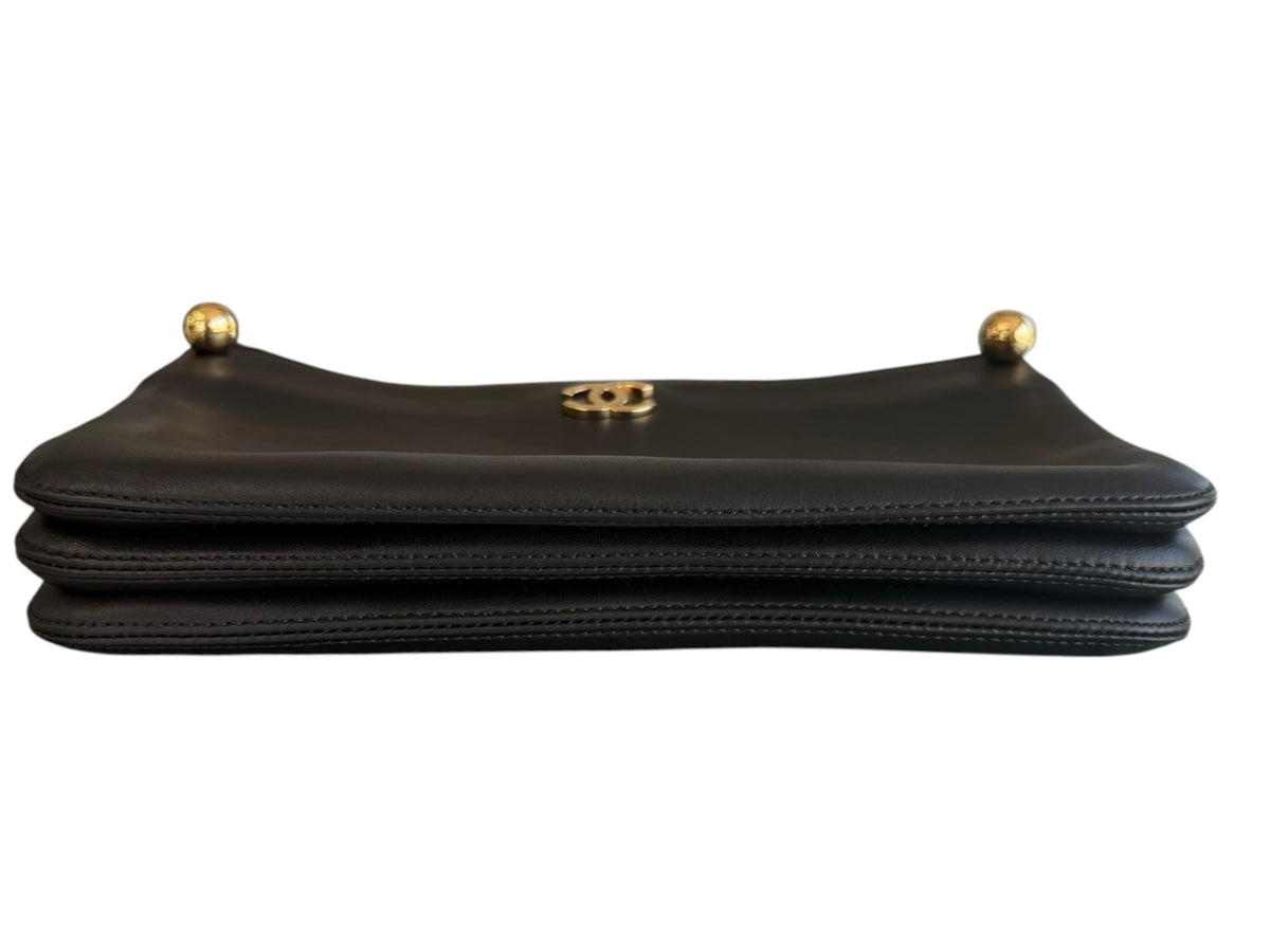 Chanel Calfskin Chick Studs Black Clutch