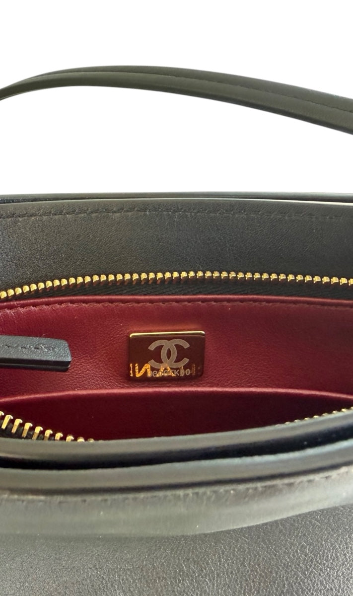 Chanel Calfskin Chick Studs Black Clutch