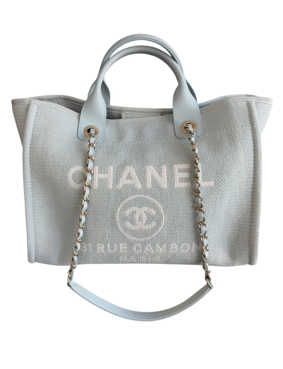 Chanel Light Blue Canvas Deauville Small Tote