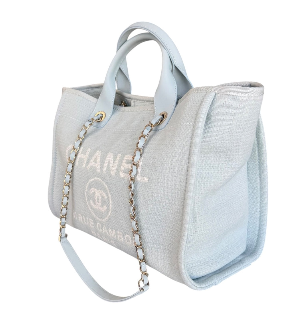 Chanel Light Blue Canvas Deauville Small Tote