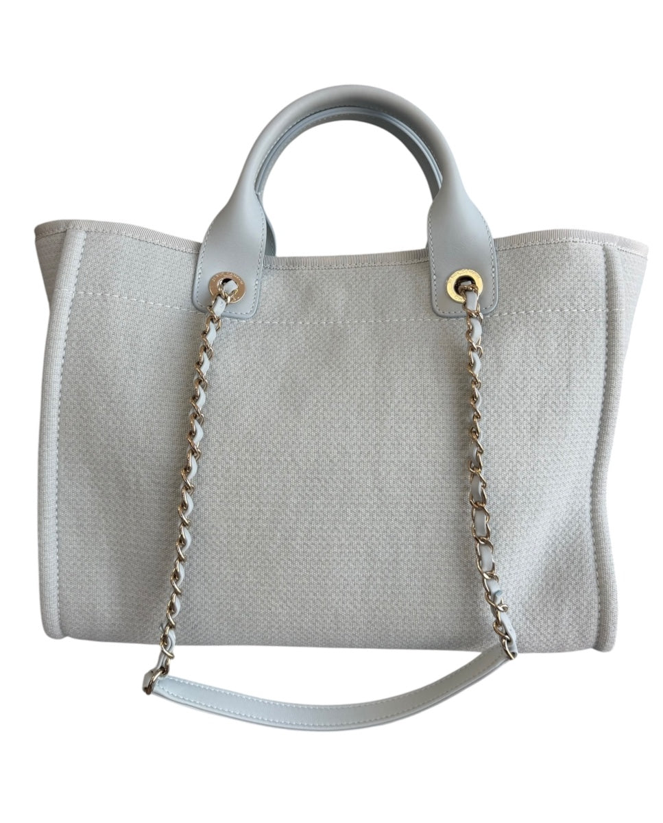 Chanel Light Blue Canvas Deauville Small Tote