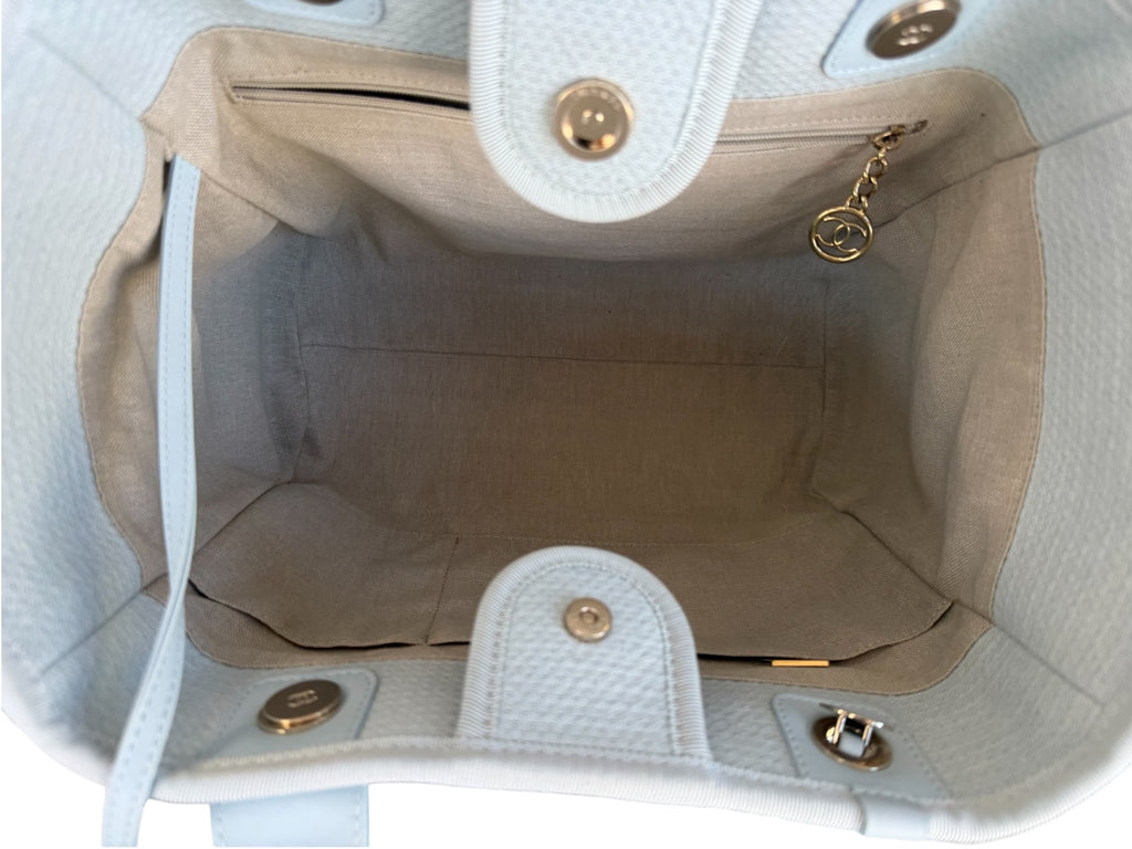 Chanel Light Blue Canvas Deauville Small Tote