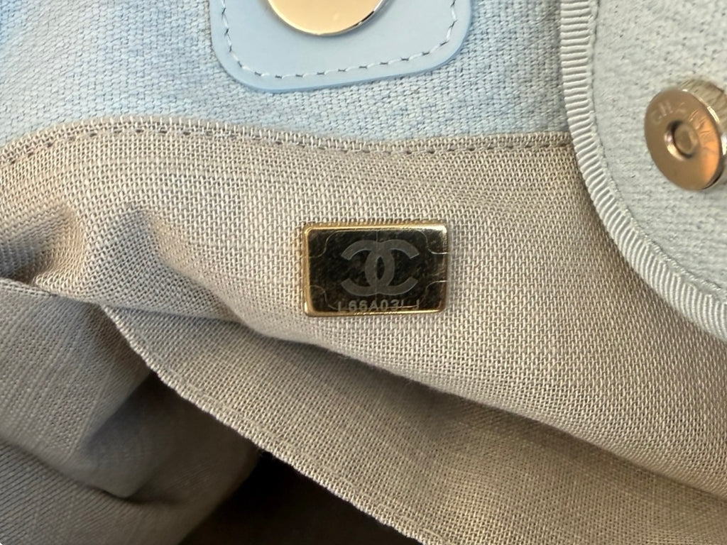 Chanel Light Blue Canvas Deauville Small Tote