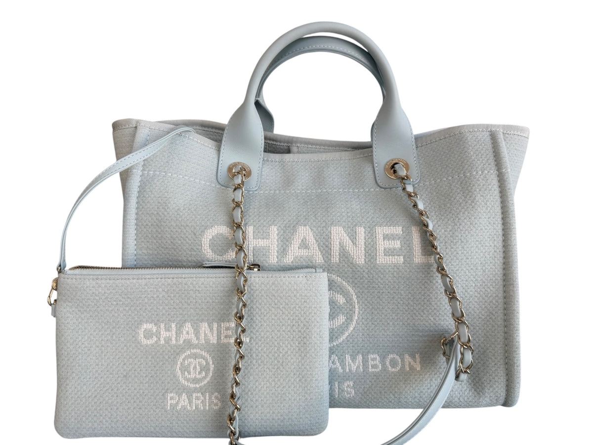 Chanel Light Blue Canvas Deauville Small Tote