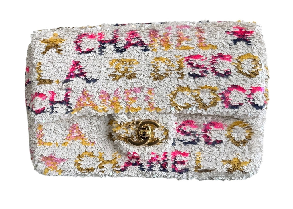 Chanel Small Sequin White Multicolor Single Flap Bag 2024